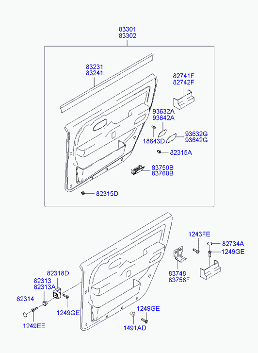 Панель отделки задней правой двери для Хендай Траджет 2004-2008