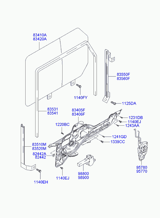 Стекло задней левой двери для Хендай Траджет 2004-2008