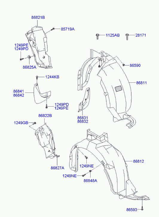Подкрылок передний правый для Хендай Траджет 2004-2008