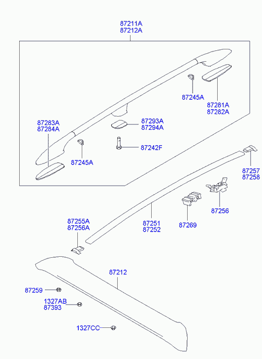 Рейлинг левый для Хендай Траджет 2004-2008