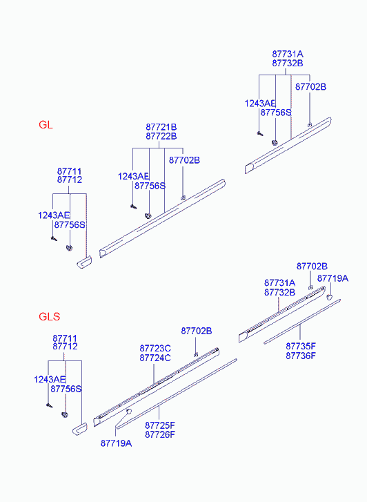 Молдинг боковой правый для Хендай Траджет 2004-2008