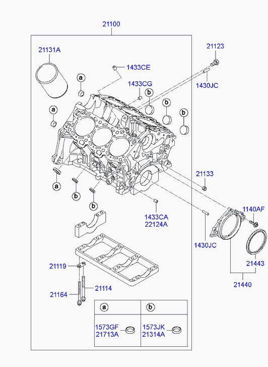 Блок цилиндров в сборе для Хендай Грандер 2005-2009
