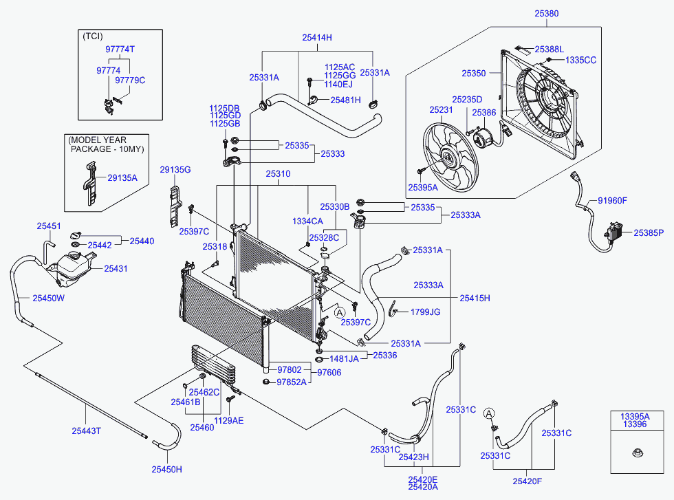 Радиатор двигателя в сборе для Хендай Грандер 2005-2009