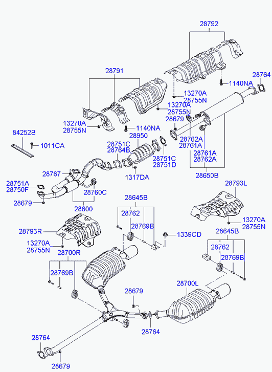 Глушитель основной правый для Хендай Грандер 2005-2009