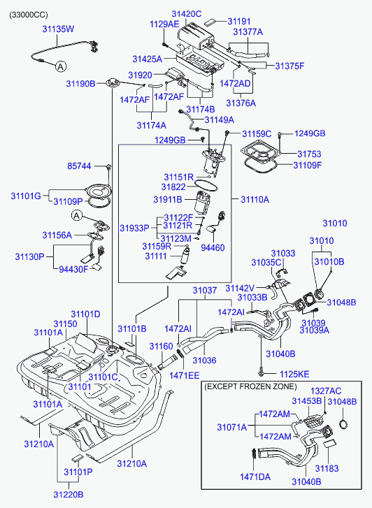 Бак топливный для Хендай Грандер 2005-2009