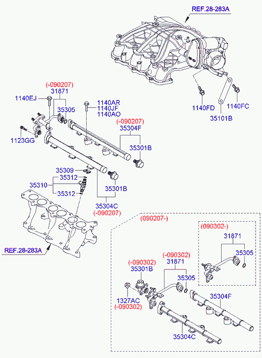 Топливная рампа для Хендай Грандер 2005-2009
