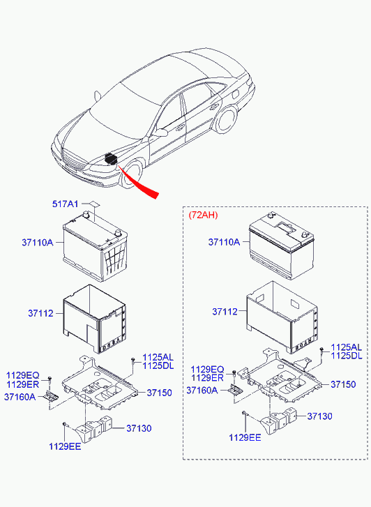 Аккумулятор для Хендай Грандер 2005-2009