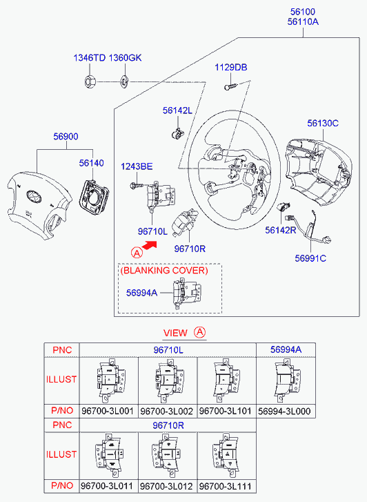 Руль в сборе для Хендай Грандер 2005-2009