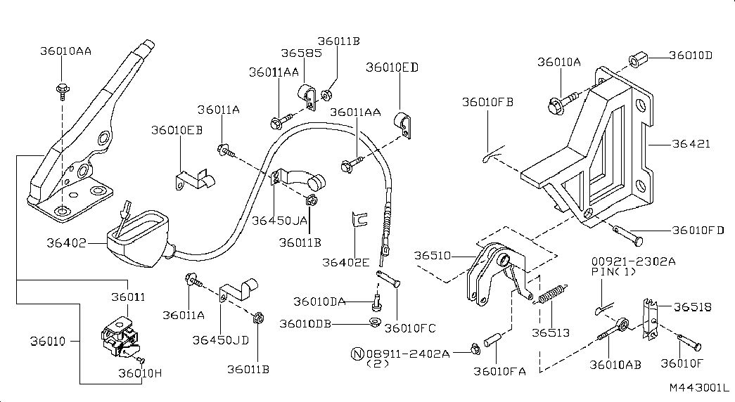 Рычаг стояночного, ручного тормоза для Ниссан Кабстар 2007-2012