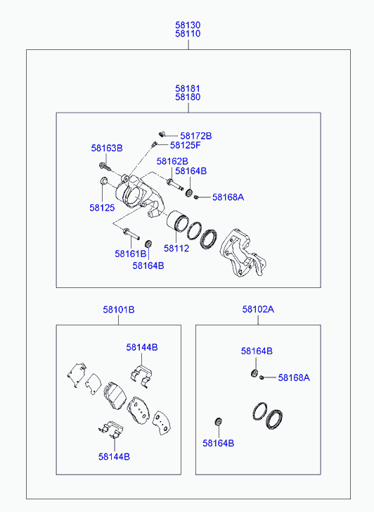 Суппорт тормозной передний левый для Хендай Грандер 2005-2009