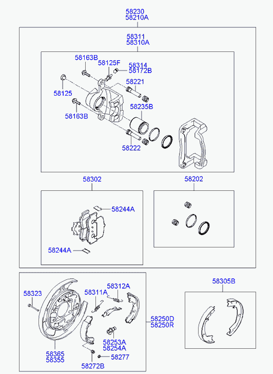 Суппорт тормозной задний левый для Хендай Грандер 2005-2009