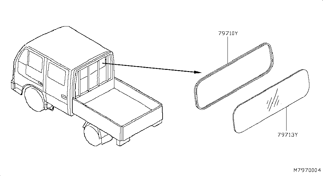 Стекло заднее для Ниссан Кабстар 2007-2012