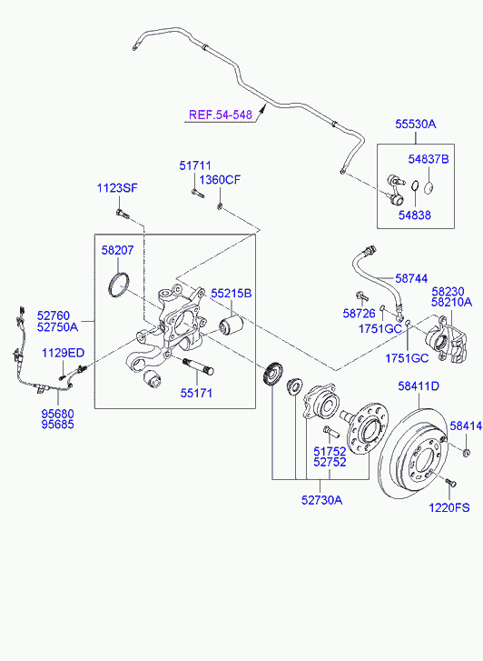 Датчик АБС задний правый для Хендай Грандер 2005-2009