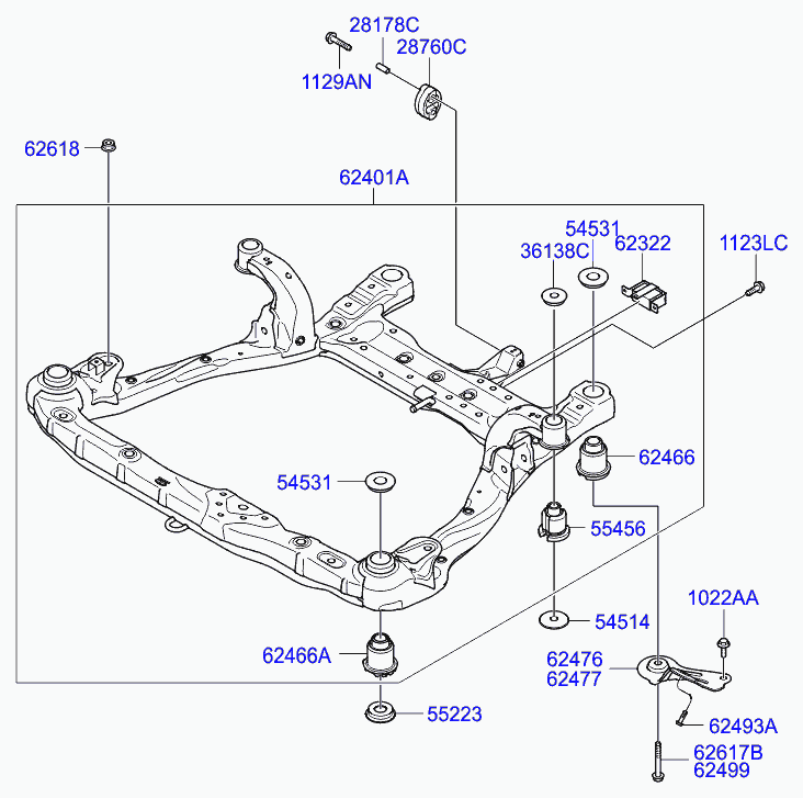 Подрамник передний, балка для Хендай Грандер 2005-2009