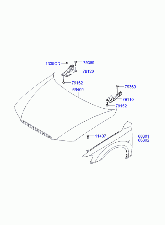 Крыло переднее левое для Хендай Грандер 2005-2009