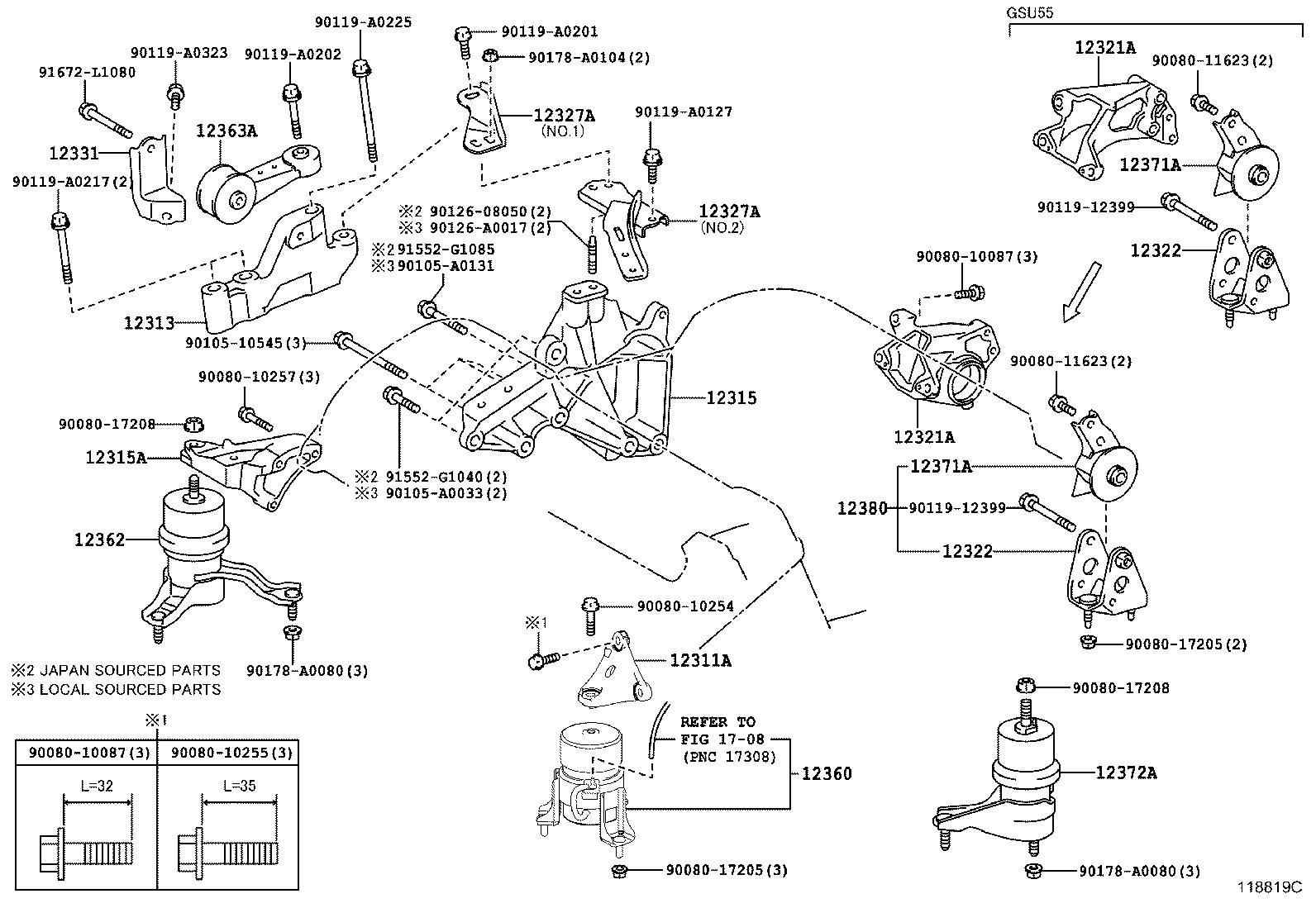 Подушка двигателя правая для Тойота Хайлендер 2013-2016
