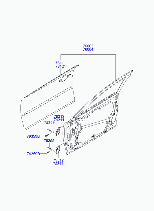Дверь передняя правая для Хендай Грандер 2005-2009