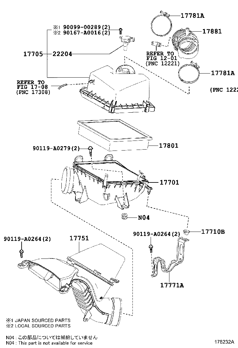 Корпус воздушного фильтра в сборе для Тойота Хайлендер 2013-2016