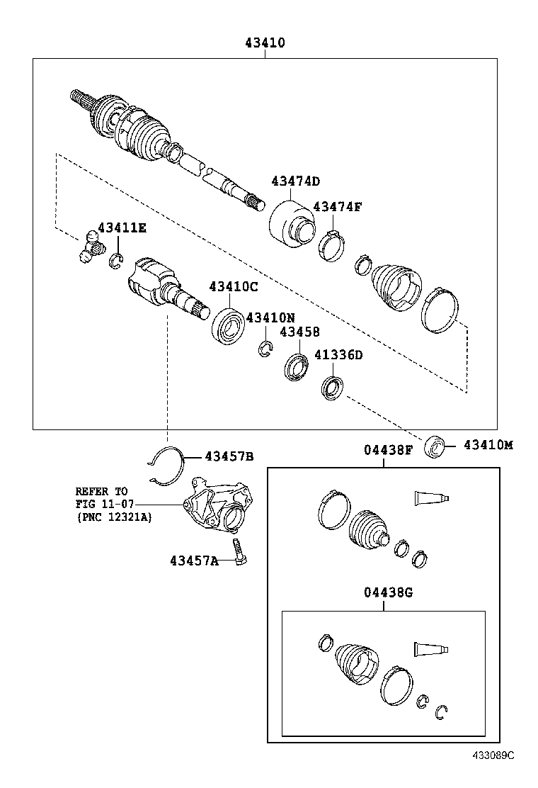 Приводной вал передний правый для Тойота Хайлендер 2013-2016