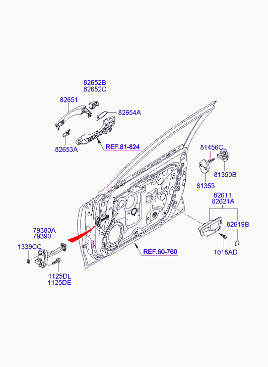 Ручка передней двери для Хендай Грандер 2005-2009