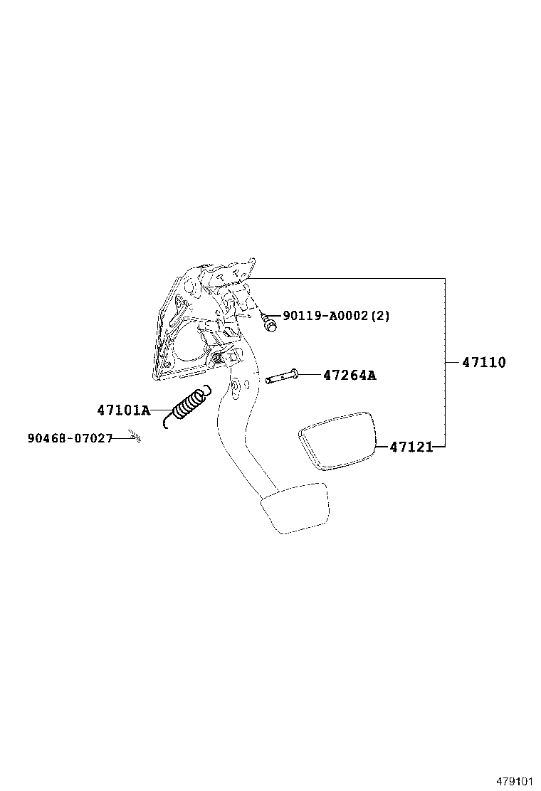Педаль тормоза для Тойота Хайлендер 2013-2016