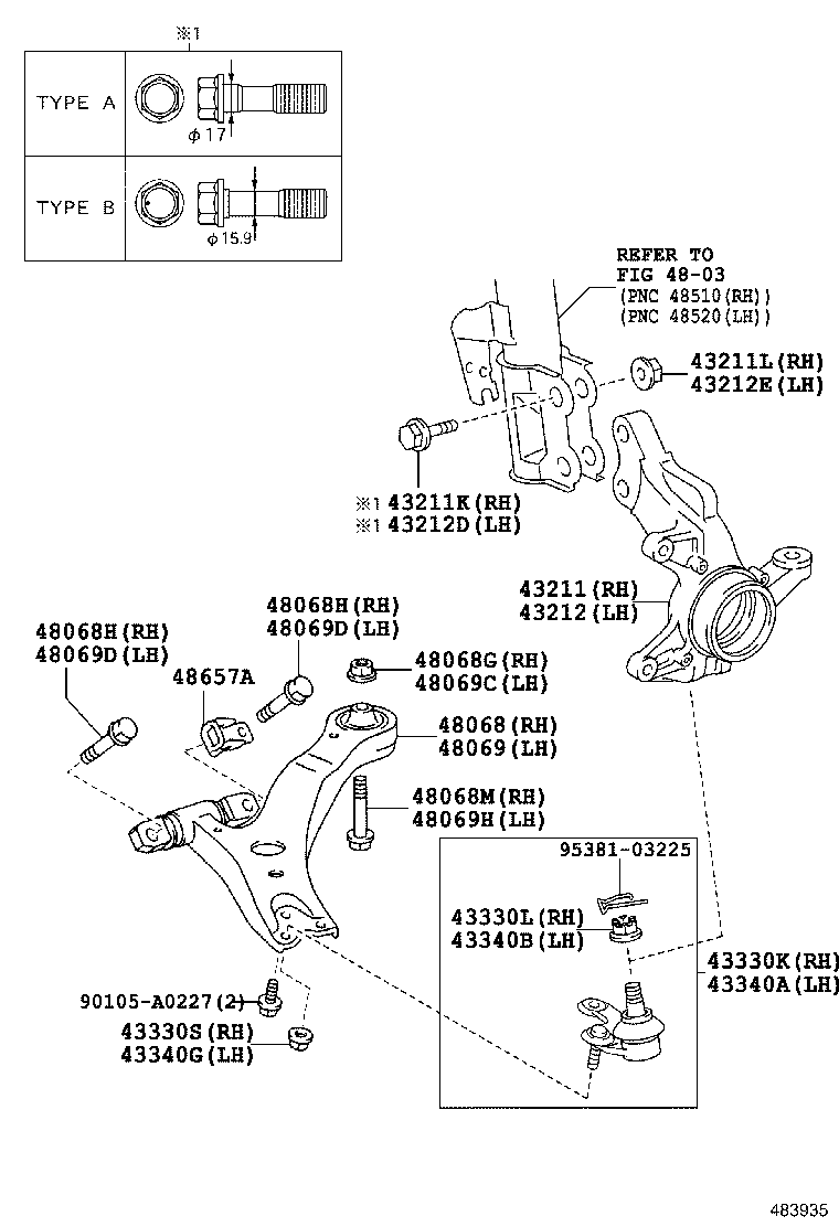 Поворотный кулак передний правый для Тойота Хайлендер 2013-2016