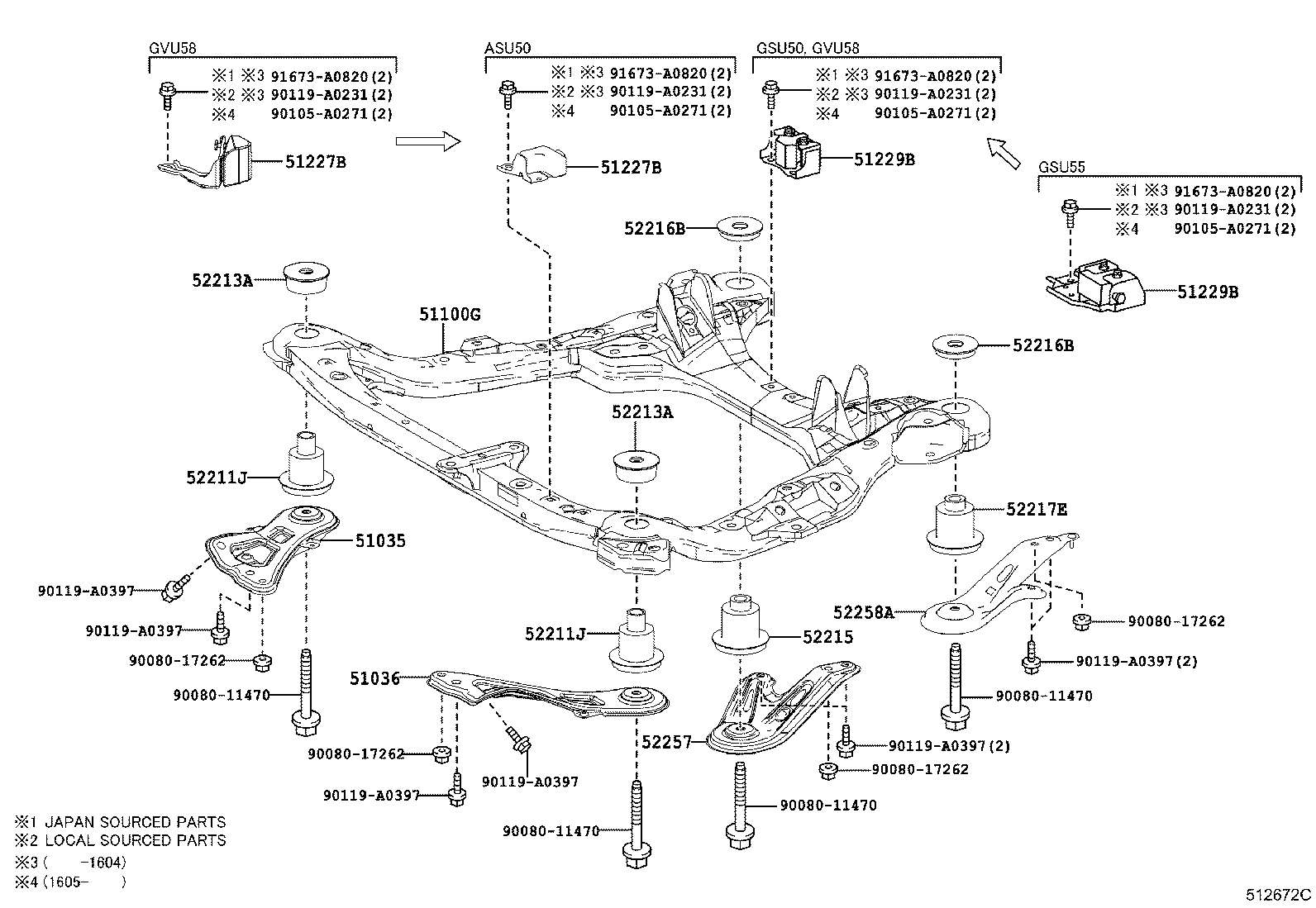 Подрамник передний для Тойота Хайлендер 2013-2016