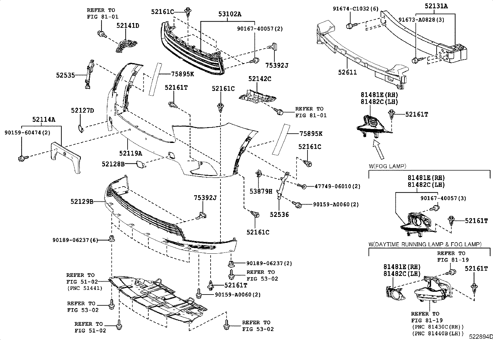 Бампер передний для Тойота Хайлендер 2013-2016