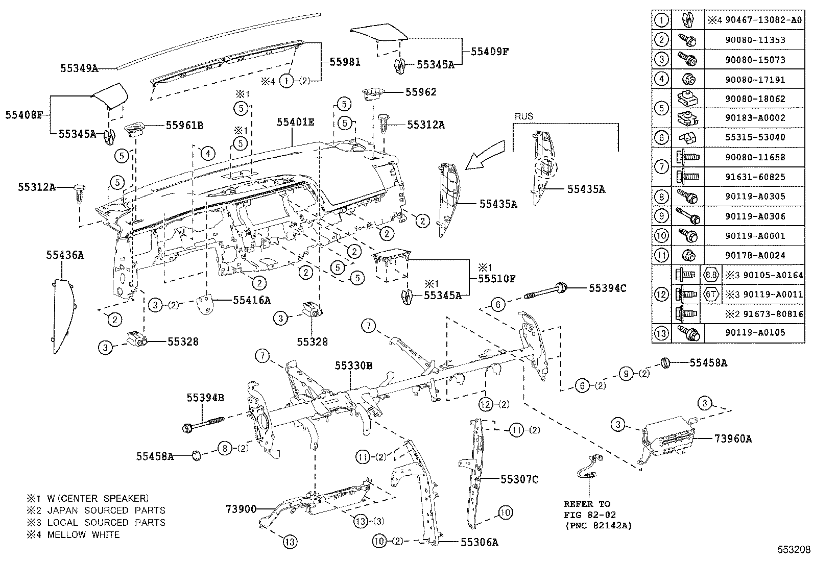 Подушка безопасности пассажира для Тойота Хайлендер 2013-2016