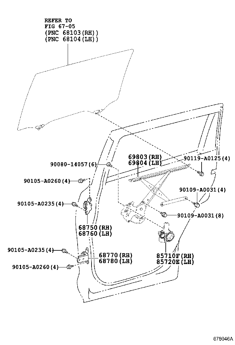 Мотор стеклоподъемника заднего левого для Тойота Хайлендер 2013-2016
