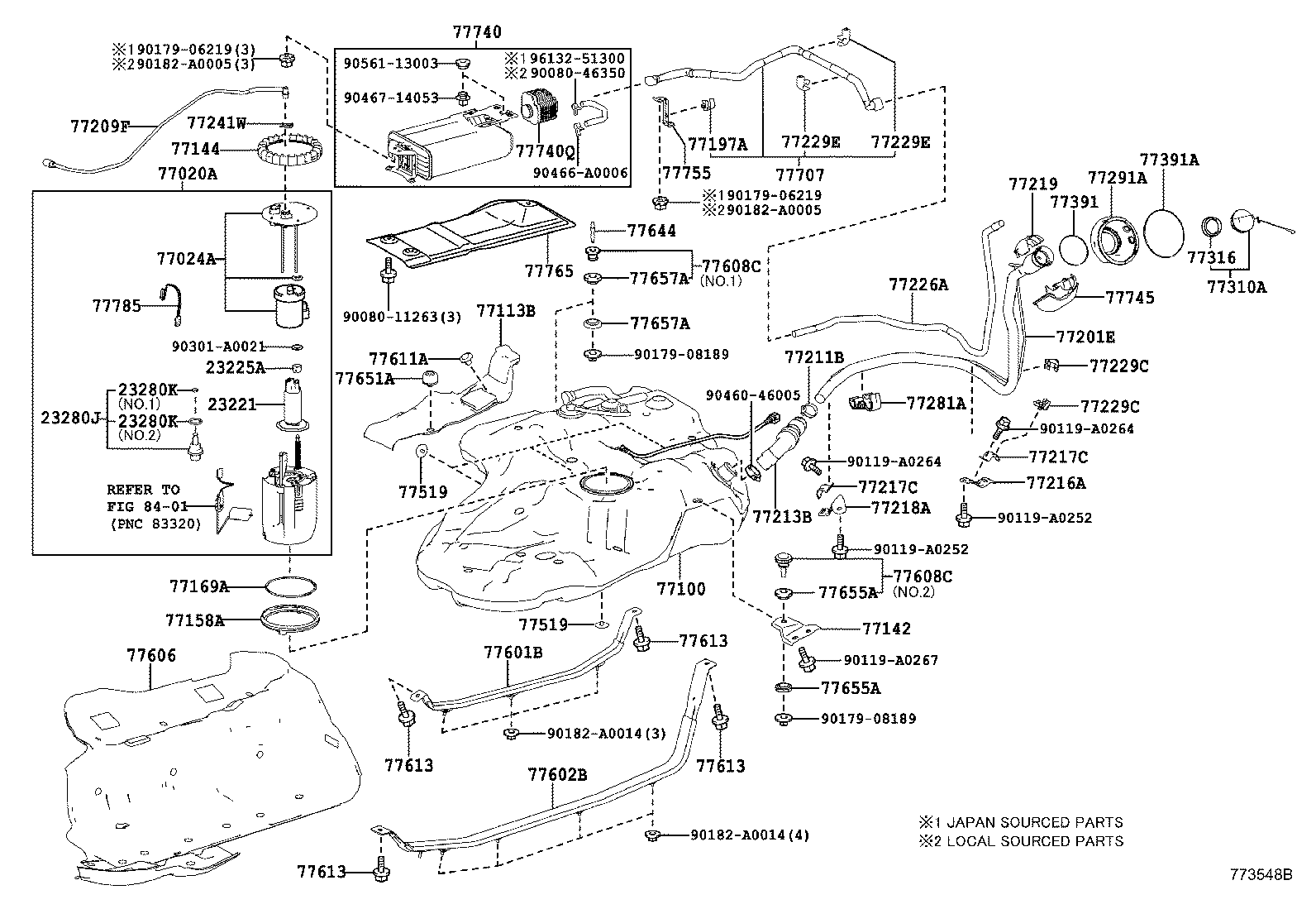 Бак топливный для Тойота Хайлендер 2013-2016