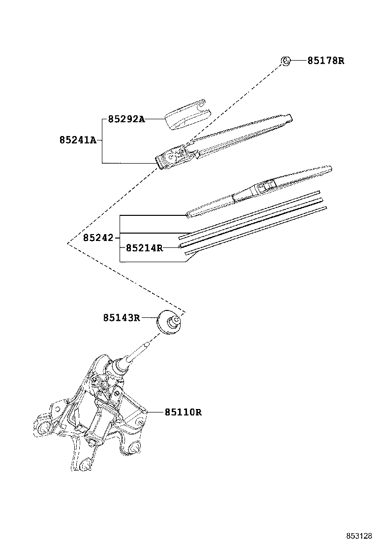 Моторчик стеклоочистителя заднего стекла для Тойота Хайлендер 2013-2016