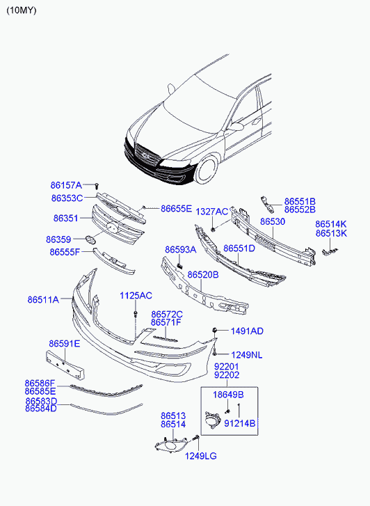 Решетка радиатора для Хендай Грандер 2005-2009