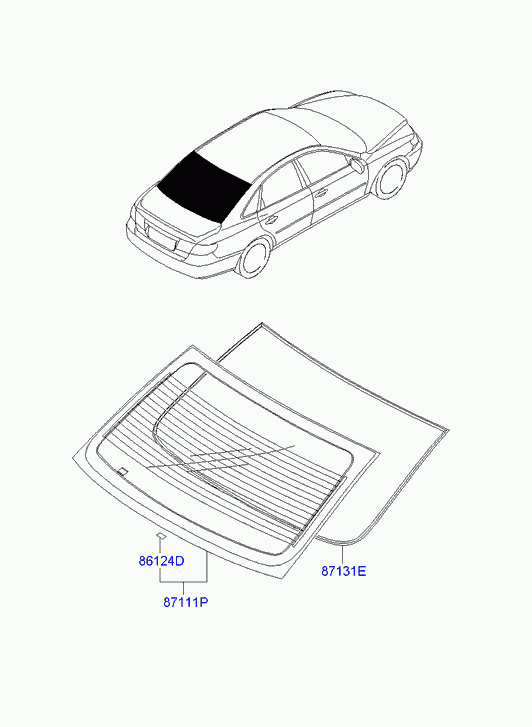 Стекло заднее для Хендай Грандер 2005-2009