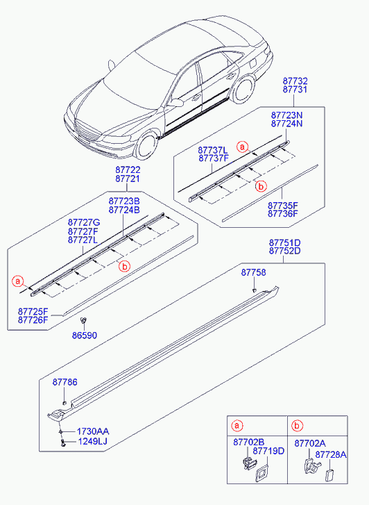 Молдинг боковой правый для Хендай Грандер 2005-2009