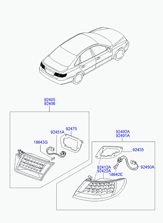 Фонарь задний правый на крыле для Хендай Грандер 2005-2009