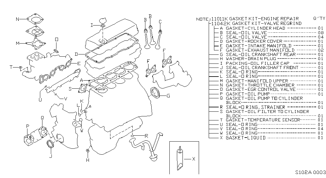 Комплект прокладок для двигателя для Ниссан Террано 1995-2002