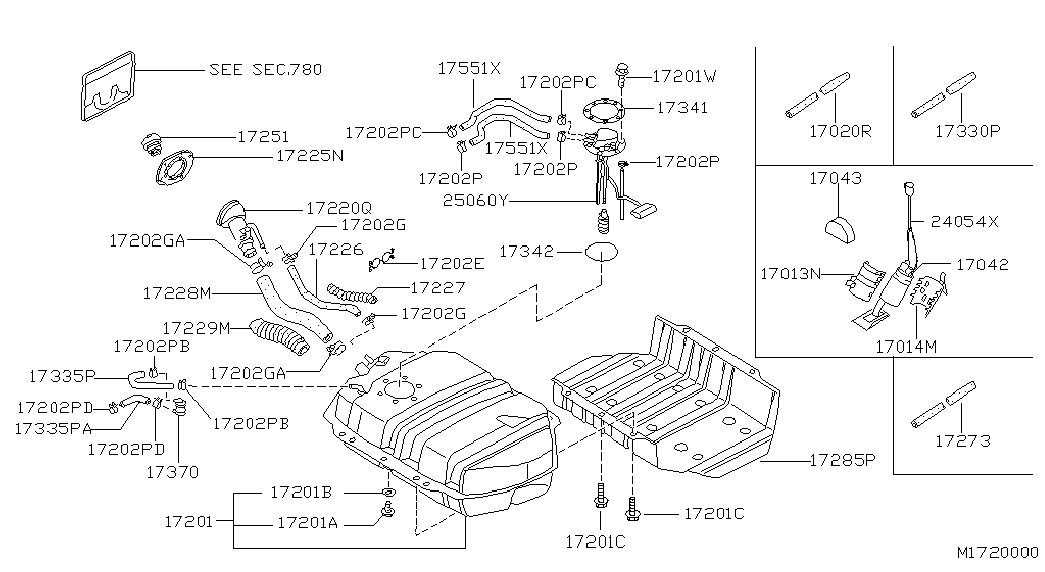 Горловина заливная бака топливного для Ниссан Террано 1995-2002