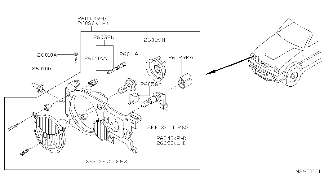 Фара правая в сборе для Ниссан Террано 1995-2002