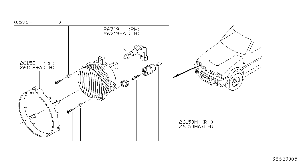 Фара противотуманная левая в сборе для Ниссан Террано 1995-2002