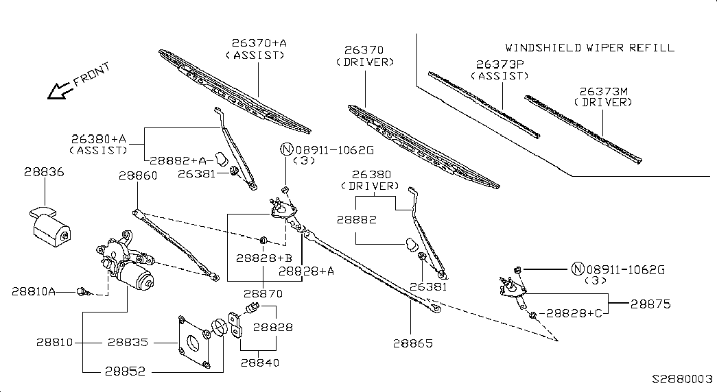 Трапеция переднего стеклоочистителя для Ниссан Террано 1995-2002