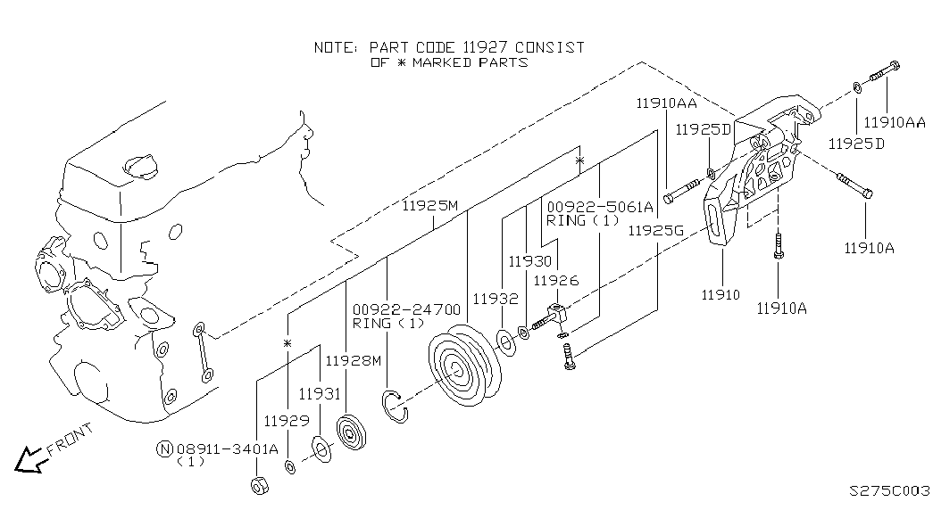 Натяжитель приводного ремня для Ниссан Террано 1995-2002