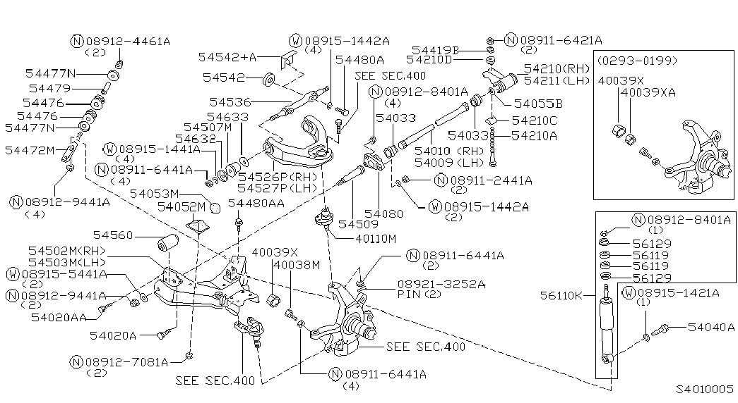Стойка передняя левая для Ниссан Террано 1995-2002