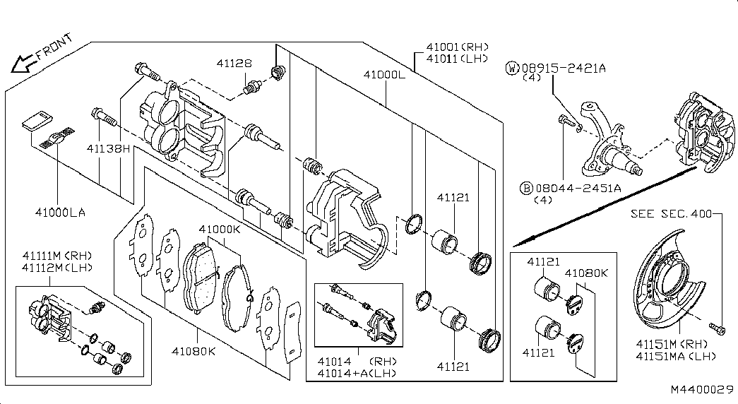 Суппорт тормозной передний правый для Ниссан Террано 1995-2002