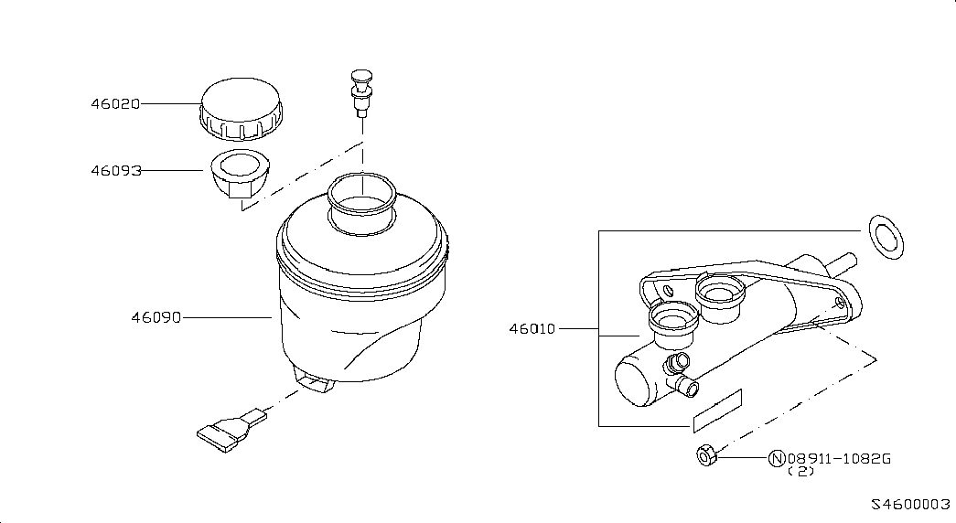 Главный тормозной цилиндр с бачком для Ниссан Террано 1995-2002