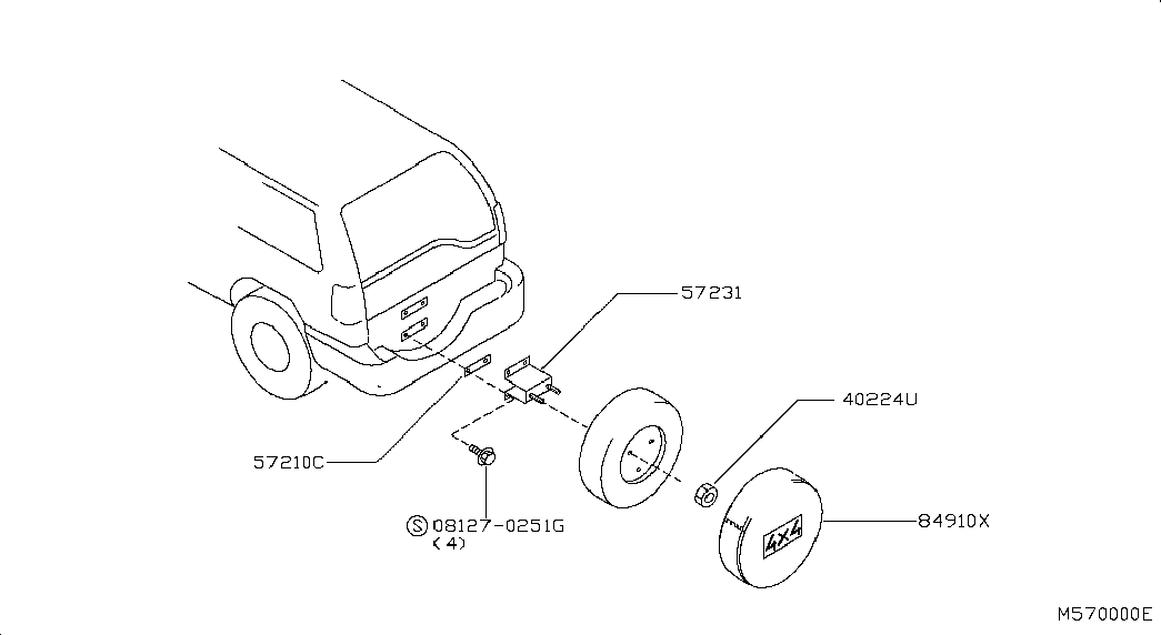 Кронштейн запасного колеса на багажнике для Ниссан Террано 1995-2002