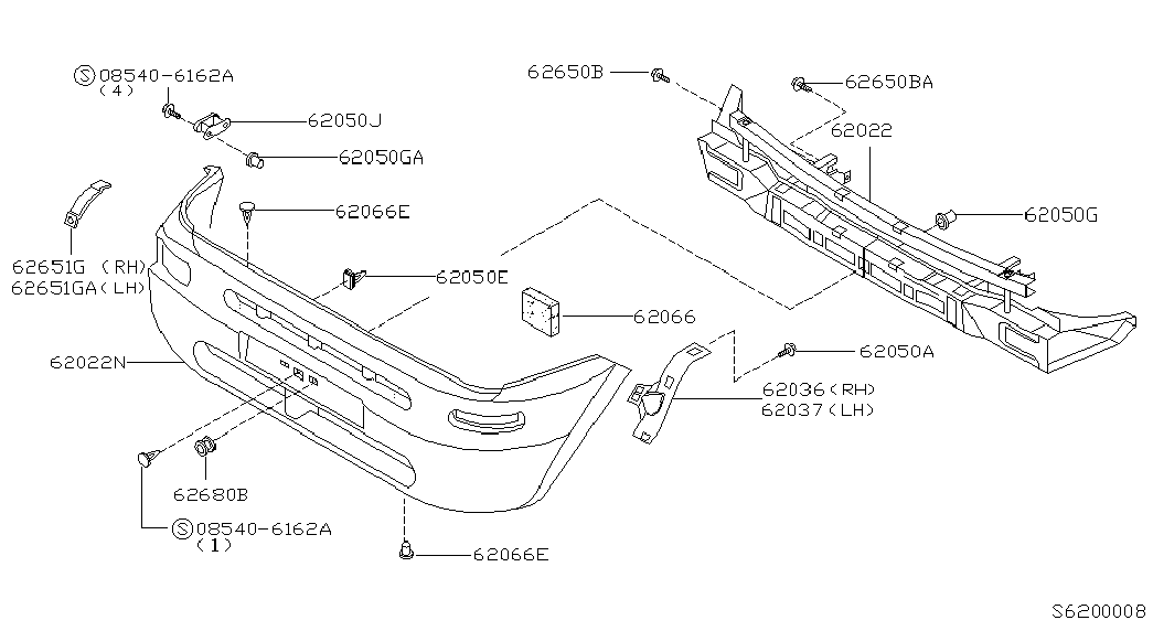 Усилитель переднего бампера для Ниссан Террано 1995-2002