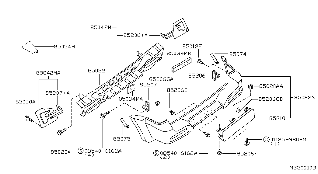 Бампер задний для Ниссан Террано 1995-2002