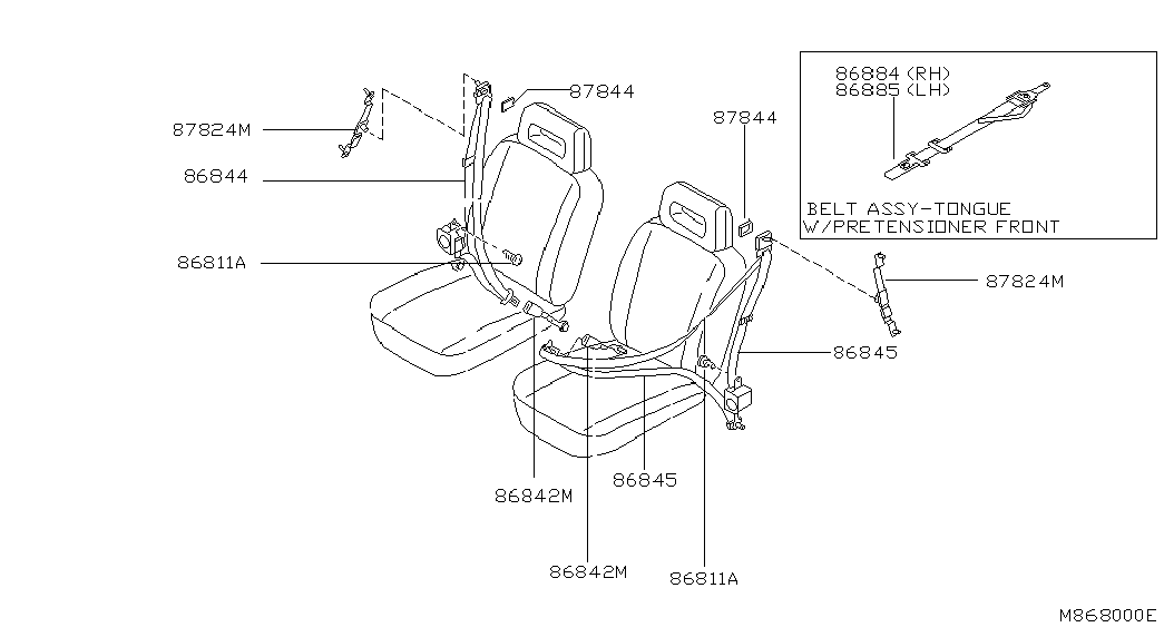 Ремень безопасности водителя для Ниссан Террано 1995-2002