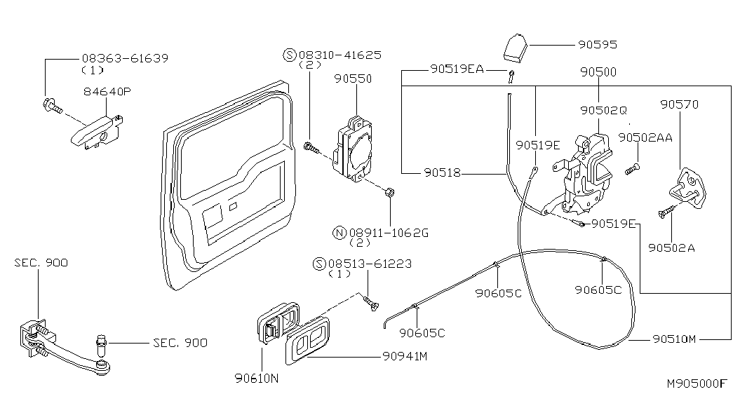 Замок багажника для Ниссан Террано 1995-2002